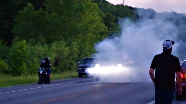 Smokin' tires and blowing trees